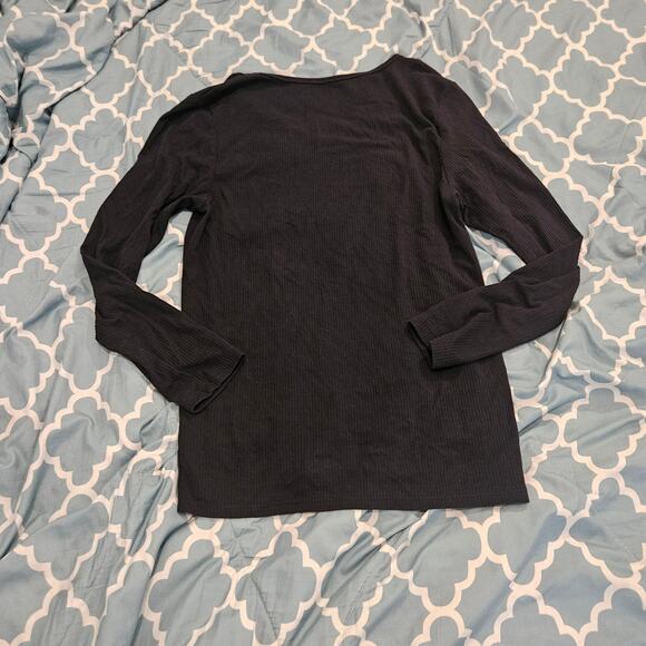Amazon Essentials Ribbed Long Sleeve Top Womens XL Black V Neck Stretch Basic - Picture 7 of 7